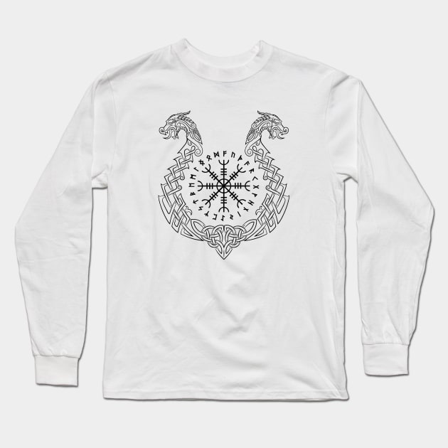 Helm of Awe (Ægishjálmr ) Symbol of Protection & Victory Long Sleeve T-Shirt by Lamink